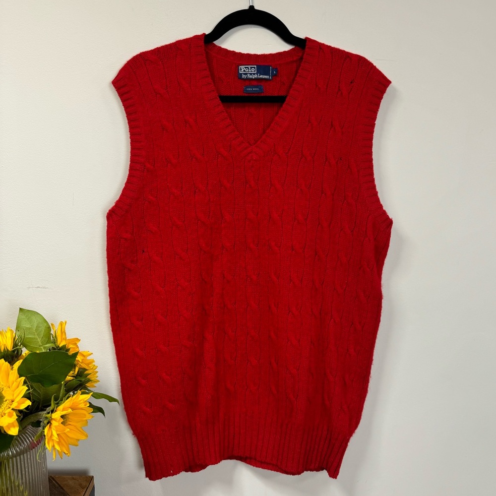 Vintage Polo Ralph Lauren Red Wool Vest sz L
